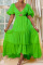 Green Sexy Solid Hollowed Out Split Joint Backless V Neck A Line Dresses