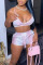 Pink Sexy Print Patchwork Spaghetti Strap Sleeveless Two Pieces
