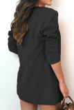 Black Casual Solid Patchwork Buttons Turn-back Collar Long Sleeve Four Pieces
