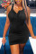 Black Sexy Casual Solid Basic U Neck Vest Dress