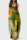 Green Yellow Fashion Sexy Print Backless Spaghetti Strap Long Dress