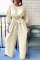 Cream White Fashion Casual Solid Patchwork O Neck Long Sleeve Two Pieces