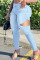 Light Blue Fashion Casual Solid Ripped High Waist Skinny Denim Jeans
