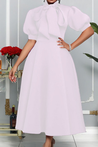 Wholesale White Elegant Solid Patchwork O Neck Evening Dress Dresses ...