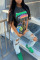 Dark Gray Casual Street Print Patchwork O Neck T-Shirts