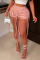 Pink Casual Street Solid Tassel Patchwork High Waist Straight Solid Color Bottoms