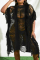 Black Fashion Sexy Patchwork Solid Tassel Hollowed Out Swimwears Cover Up Plus Size Dress