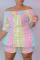 Yellow Casual Striped Print Split Joint Off the Shoulder Plus Size Two Pieces