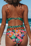 Multicolor Fashion Sexy Print Backless Swimwears (With Paddings)