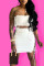 White Sexy Solid Bandage Split Joint Strapless Sleeveless Two Pieces
