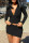 Black Fashion Sexy Solid Patchwork Turndown Collar Long Sleeve Two Pieces