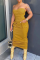 Yellow Fashion Solid Fold Strapless Pencil Skirt Dresses