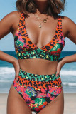 Multicolor Fashion Sexy Print Backless Swimwears (With Paddings)