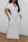 White Casual Solid Patchwork Turndown Collar Straight Dresses