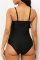 Black Fashion Sexy Solid Patchwork Backless Swimwears (With Paddings)
