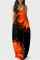 Orange Fashion Sexy Print Backless Spaghetti Strap Long Dress