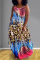 Multicolor Fashion Sexy Print Backless Spaghetti Strap Long Dress Dresses