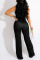Grey Casual Solid Patchwork Zipper Oblique Collar Straight Jumpsuits