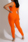 Orange Fashion Sexy Casual Print Basic Half A Turtleneck Skinny Jumpsuits
