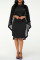 Black Fashion Casual Solid Patchwork O Neck Evening Dress