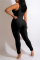 Black Fashion Sexy Casual Print Basic Half A Turtleneck Skinny Jumpsuits