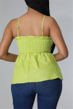 Light Green Sexy Casual Solid Backless Spaghetti Strap Tops