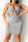 Grey Fashion Sexy Solid Backless Spaghetti Strap Sleeveless Dress Dresses
