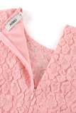 Pink Sweet Elegant Solid Patchwork Fold O Neck Straight Dresses
