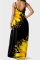 Sky Blue Fashion Sexy Print Backless Spaghetti Strap Long Dress