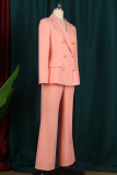 White Fashion Casual Solid Cardigan Pants Turndown Collar Long Sleeve Two Pieces