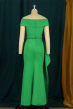 Green Fashion Sexy Solid Slit With Belt Off the Shoulder Evening Dress