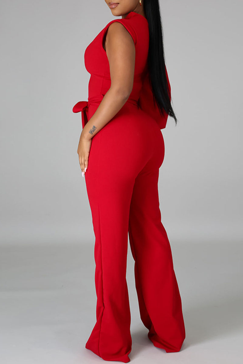 Casual Sportswear Print Patchwork Asymmetrical V Neck Straight Jumpsuits main image 1