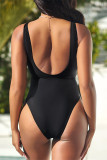 Black Fashion Sexy Patchwork Bandage Hollowed Out Backless Swimwears (With Paddings)