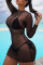 Black Sexy Solid Split Joint See-through Swimwears Three Pieces