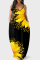 Yellow Fashion Sexy Print Backless Spaghetti Strap Long Dress