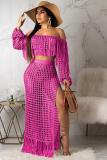 Pink Fashion Sexy Vacation Solid tassel Split Mesh Swimwears Cover Up
