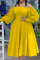 Yellow Celebrities Solid Split Joint Off the Shoulder Princess Dresses