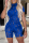 Blue Fashion Sexy Solid Ripped Hollowed Out Turtleneck Skinny Romper