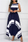 Navy Fashion Casual Print Asymmetrical O Neck Sleeveless Dress