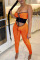 Orange Sexy Solid Bandage Hollowed Out Split Joint Strapless Skinny Jumpsuits