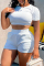 White Fashion Casual Solid Bandage Backless O Neck Short Sleeve Two Pieces