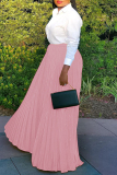Black Fashion Casual Solid Fold Regular High Waist Skirt