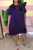 Purple Fashion Casual Solid Basic O Neck Short Sleeve Dress