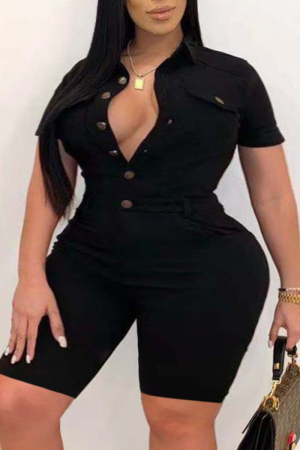 Black Fashion Casual Solid Patchwork Turndown Collar Plus Size Pomper