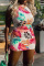 Red Fashion Casual Print Bandage O Neck Sleeveless Dress