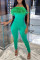 Green Fashion Casual Solid Patchwork Backless Strapless Skinny Jumpsuits