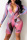 Pink Fashion Sexy Print See-through Skinny Romper