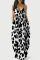 Pink Fashion Sexy Casual Print Leopard Backless Spaghetti Strap Long Dress