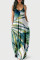 Ink Green Fashion Sexy Print Backless Spaghetti Strap Long Dress