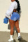 Deep Blue Casual Street Solid Bandage Patchwork High Waist Straight Denim Shorts